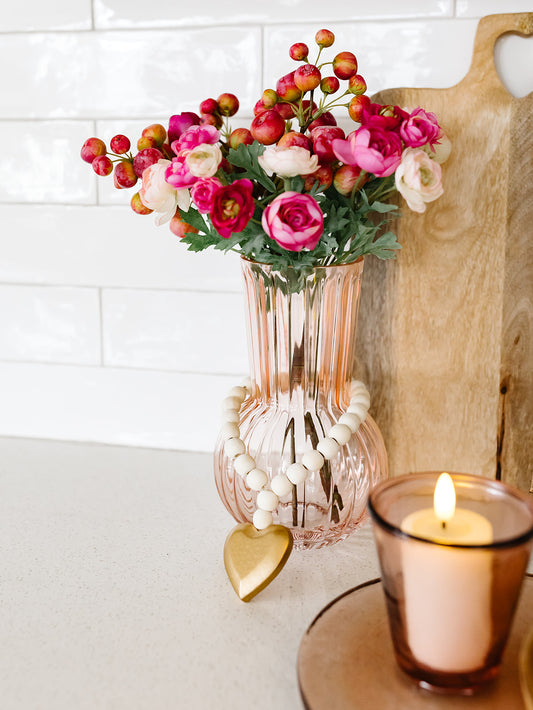 Wood Bead Garland with Heart
