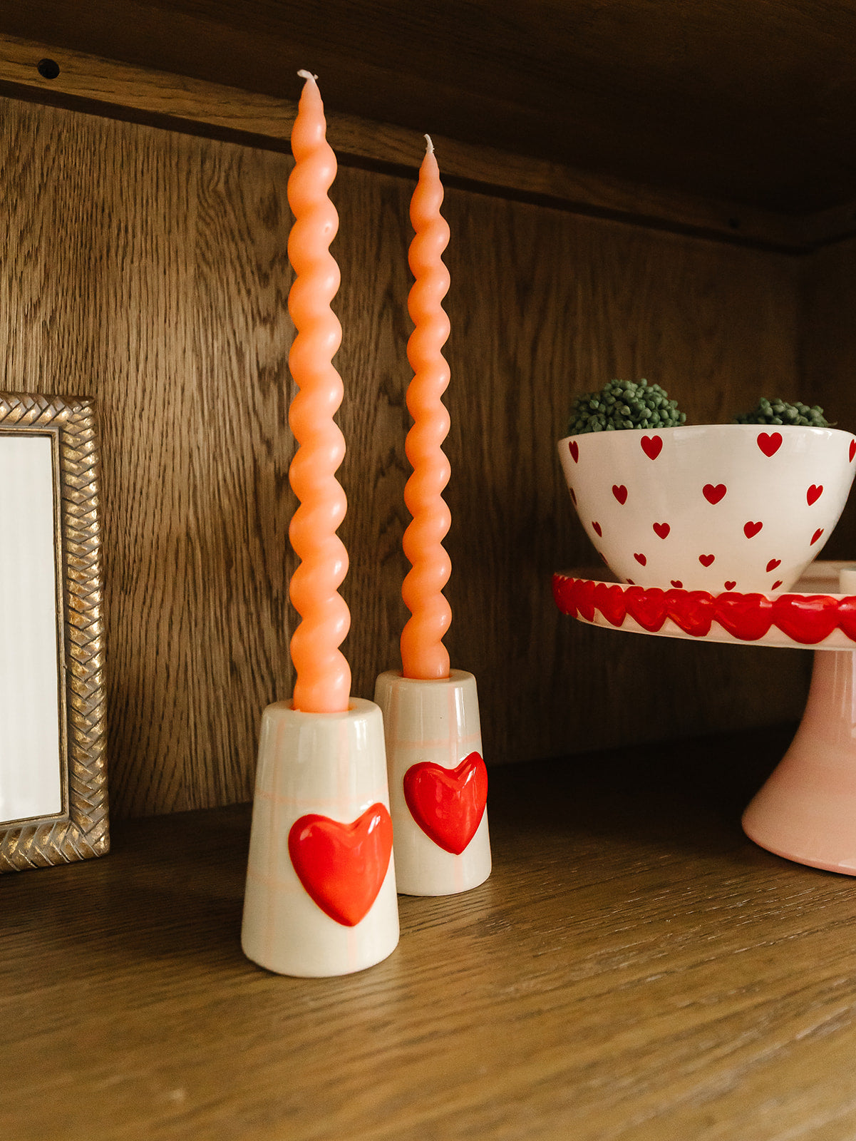 Twisted Pink Candles - Set of 2 - 10"
