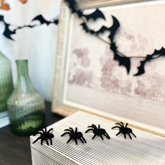 Black Flocked Spider Set