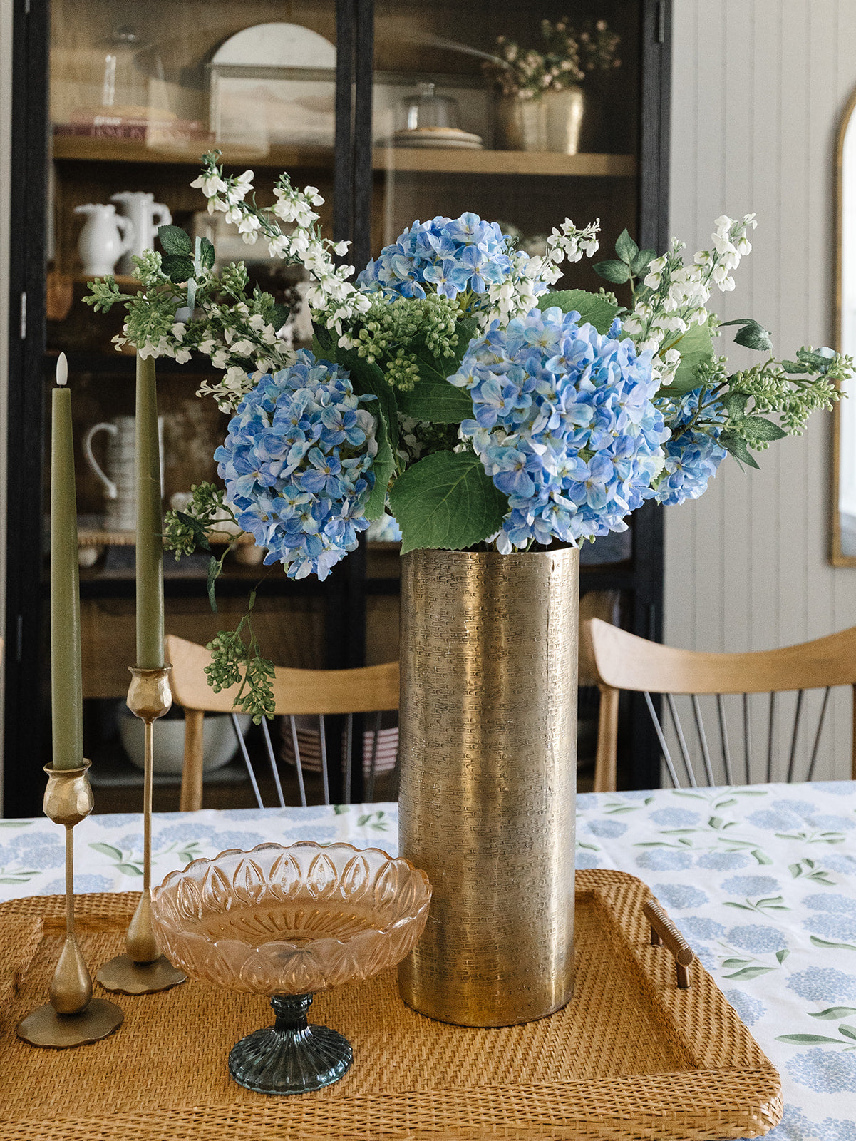 Blue Hydrangea & Green Sedum Bundle