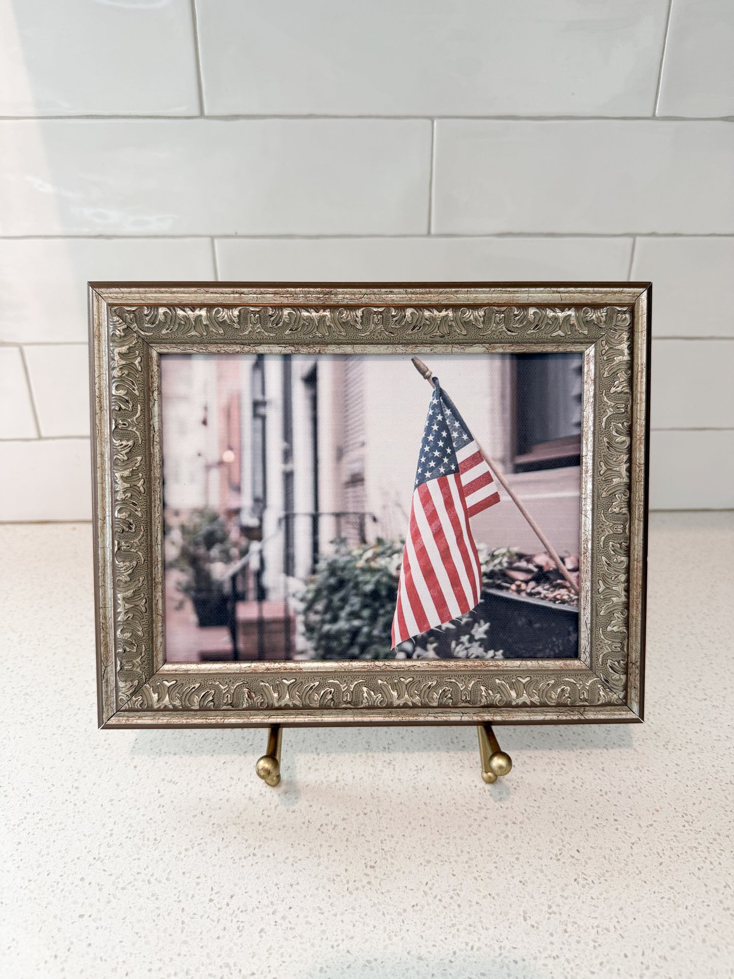 American Flag in Boston Framed Art - 10"x8"