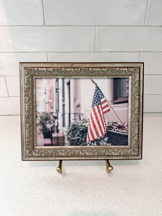 American Flag in Boston Framed Art - 10"x8"