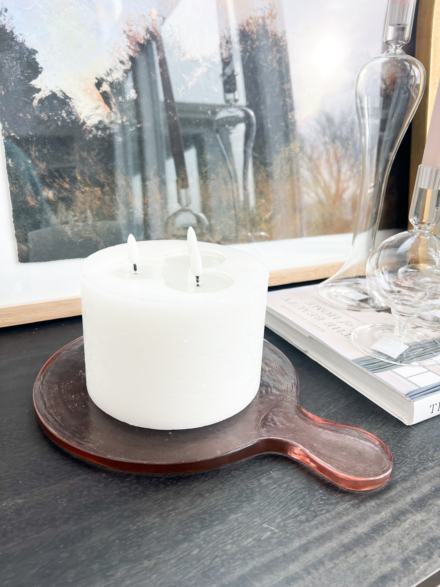 3 Wick Flameless Candle - White