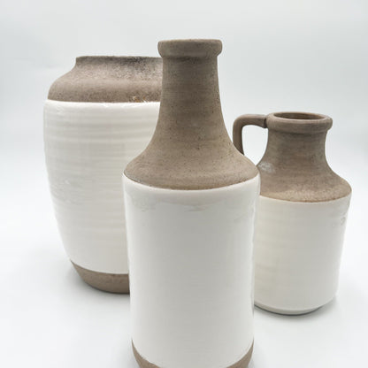 White and Natural Stone Vase - medium