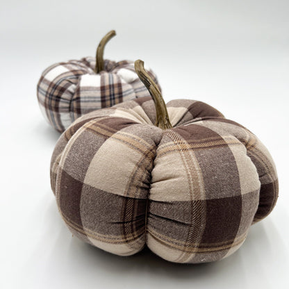 Autumn Plaid Pumpkin - Brown & Tan