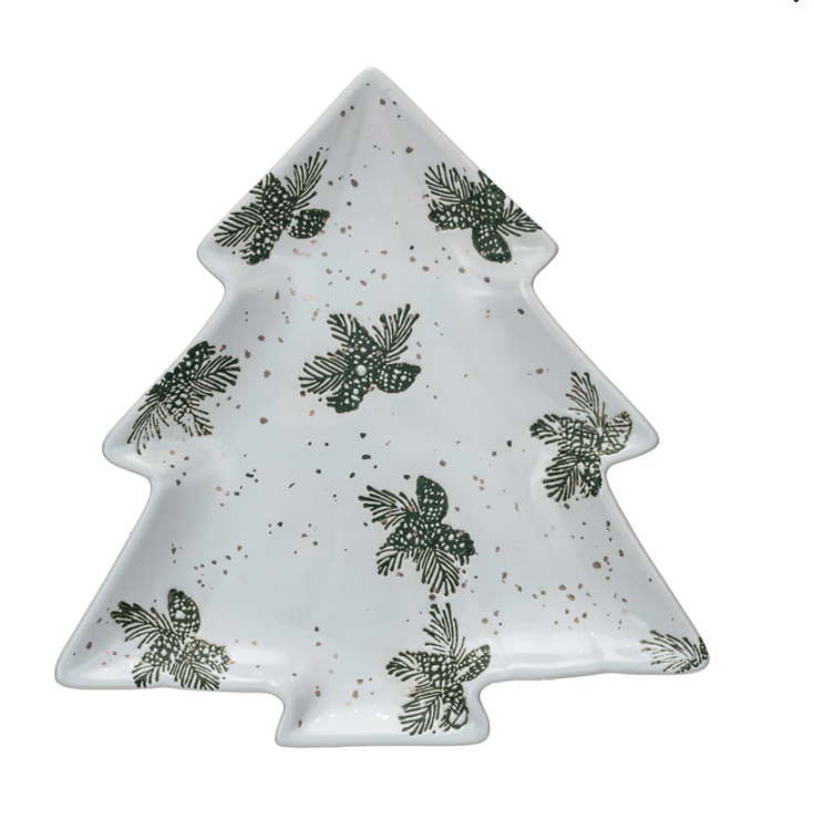 Tree Shape Plate with Pinecones