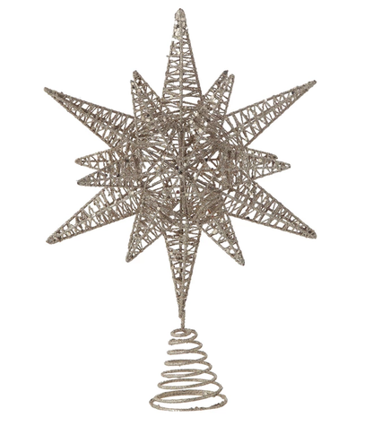 Glittered Metal Star Tree Topper