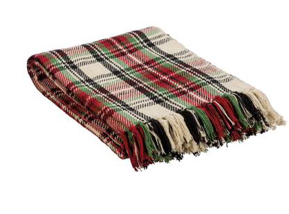 Cream Plaid Throw