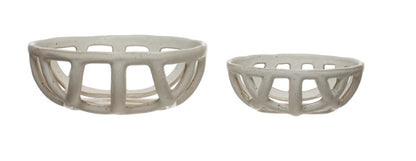 Stoneware Basket Bowls - Set of 2