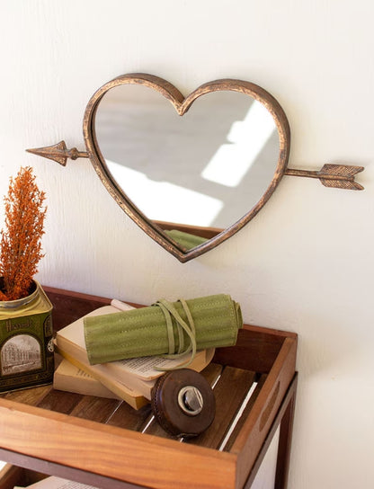 Antique Brass Heart Mirror