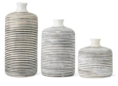 Fluted Neck Striped Vase - 3 Sizes