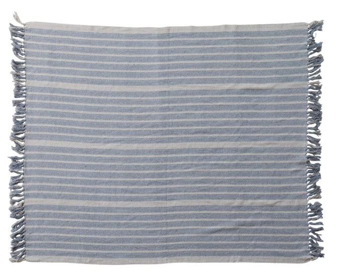 Blue and Cream Woven Blend Throw