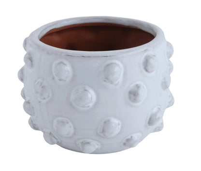 White Terracotta Planter with Dots