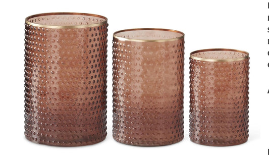 Brown Dot Embossed Vase with Gold Rim - 3 Sizes