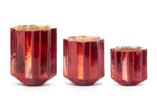 Speckled Red Mercury Glass Star Containers - 3 Sizes