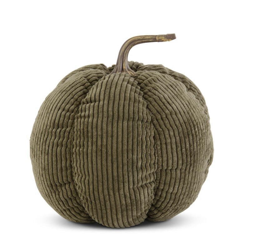 Green Corduroy Pumpkin - 2 Sizes