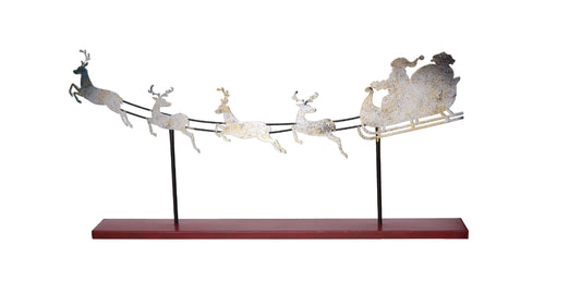 Metal Gold/Silver Santa and Sleigh Stand