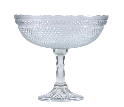 Pressed Glass Scalloped Footed Bowl - 2 Colors