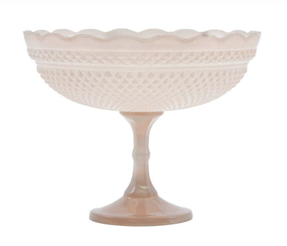 Pressed Glass Scalloped Footed Bowl - 2 Colors