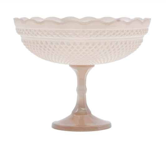 Pressed Glass Scalloped Footed Bowl - 2 Colors