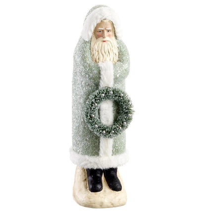 Santa Holding a Wreath - Cream & Green