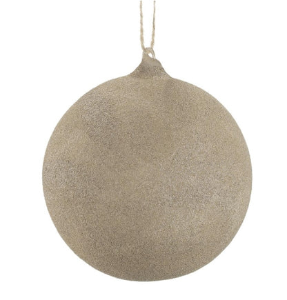 Beige Glittered Glass Ornament - 2 Sizes