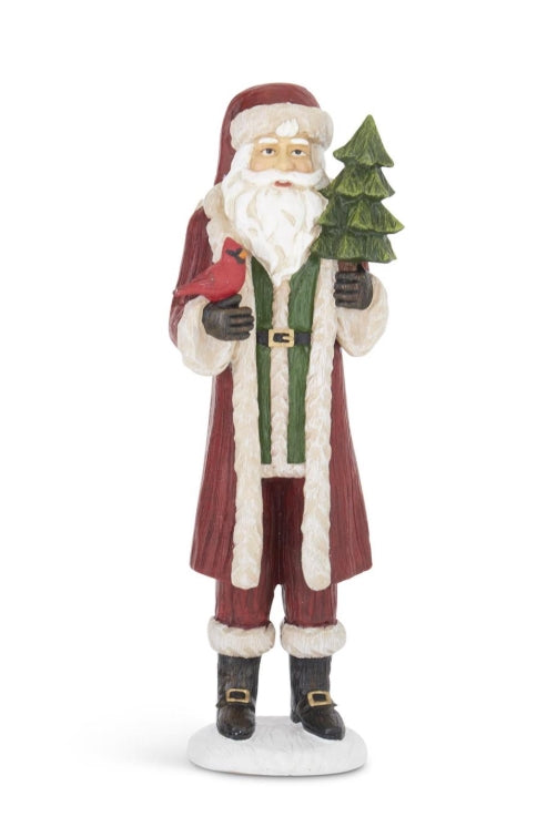 Resin Woodgrain Santa with Cardinal/Tree