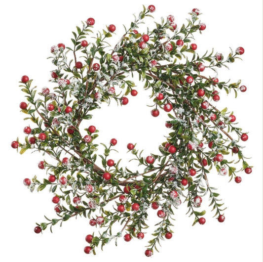 Snowed Red Berry Wreath - 14"