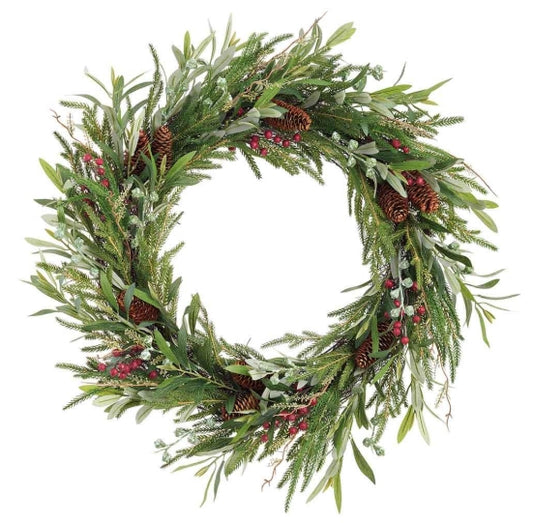 Pine cone/Berry/Eucalyptus/Pine Wreath - 32"