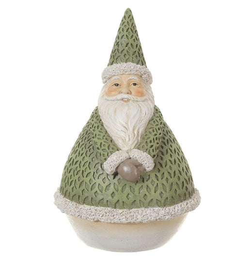 Round Green and Gold Santa - 6.75"