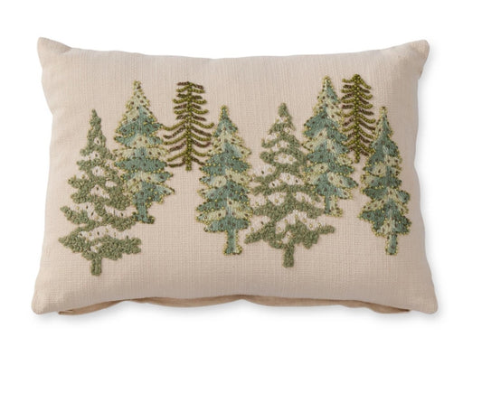 Cream Beaded Christmas Tree Lumbar Pillow