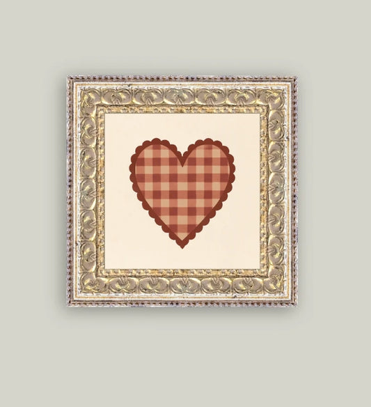 Gingham Heart Framed Art - 3 Sizes
