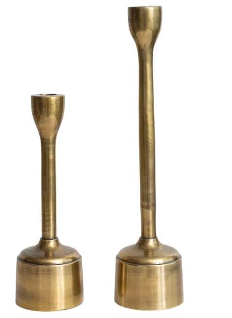 Reluem Antique Brass Candle Holders - Set of 2