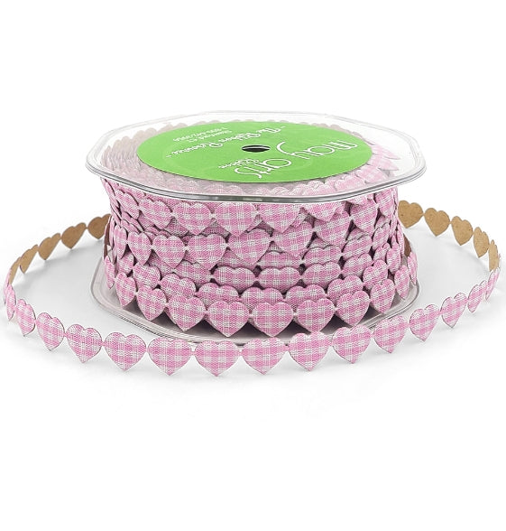 Light Pink Gingham Heart Ribbon