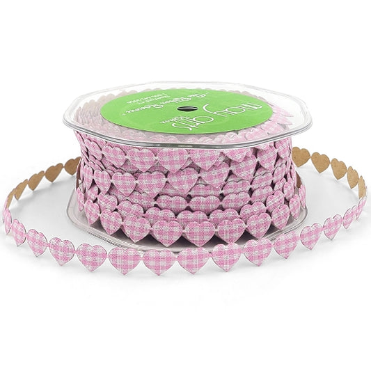 Light Pink Gingham Heart Ribbon