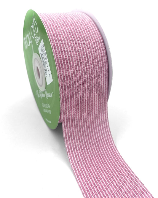 Washed Linen Striped Woodrose Ribbon