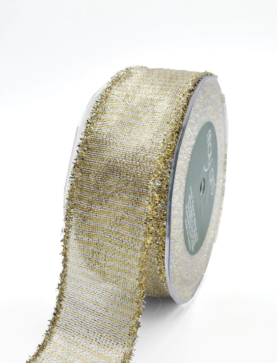Wired Metallic Striped Ribbon