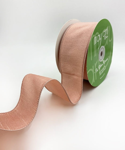 Pink Dupioni Ribbon with Wired Edge