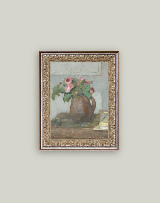 Rose Vase with Handle Framed Art - 8"x10"