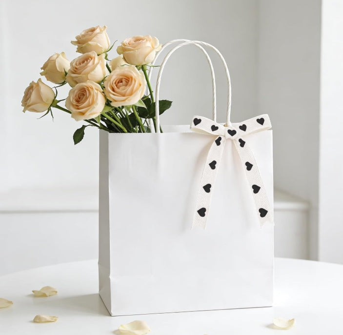 Cotton Twill with Black Hearts Ribbon - $1.19/per yard