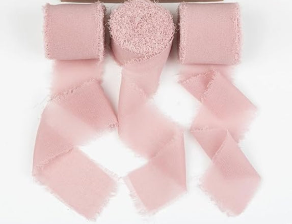 Dusty Rose Silk Frayed Edge Ribbon