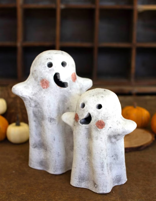 Clay Ghost Tabletop Lanterns - Set of 2