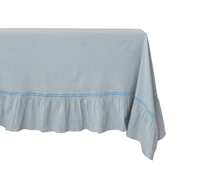 Blue Ruffled Tablecloth - 84"x60"