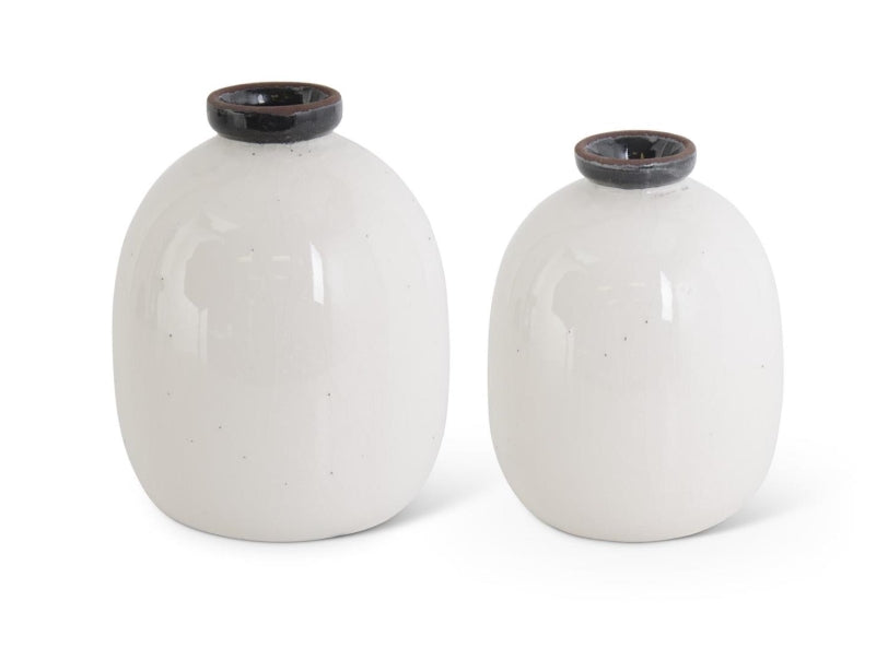 White Crackled Black Speckled Vase - 2 Sizes