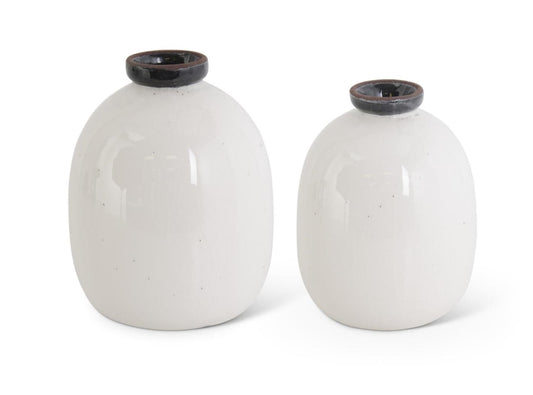 White Crackled Black Speckled Vase - 2 Sizes
