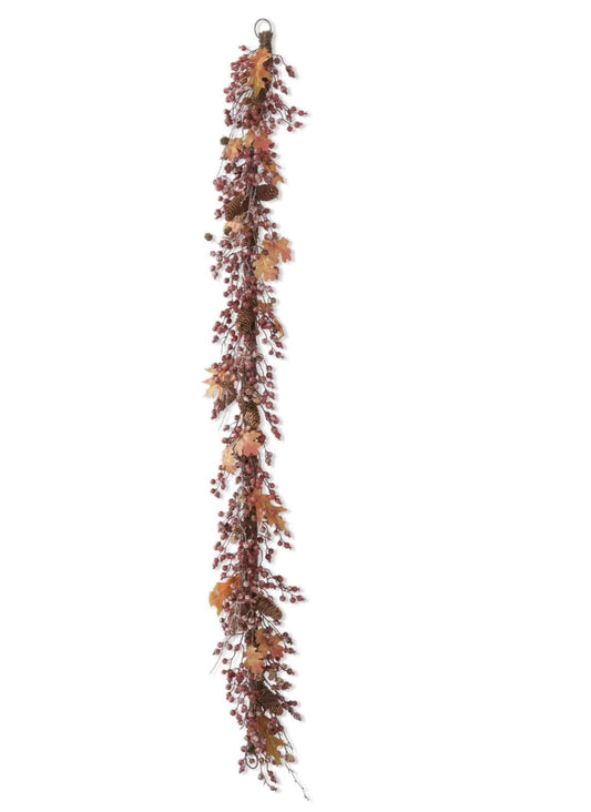 Rosehip Twig and Pinecone Garland - 72"