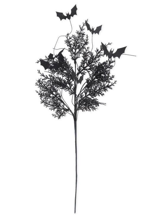 Black with Purple Glitter Pine and Bat Spray - 27"