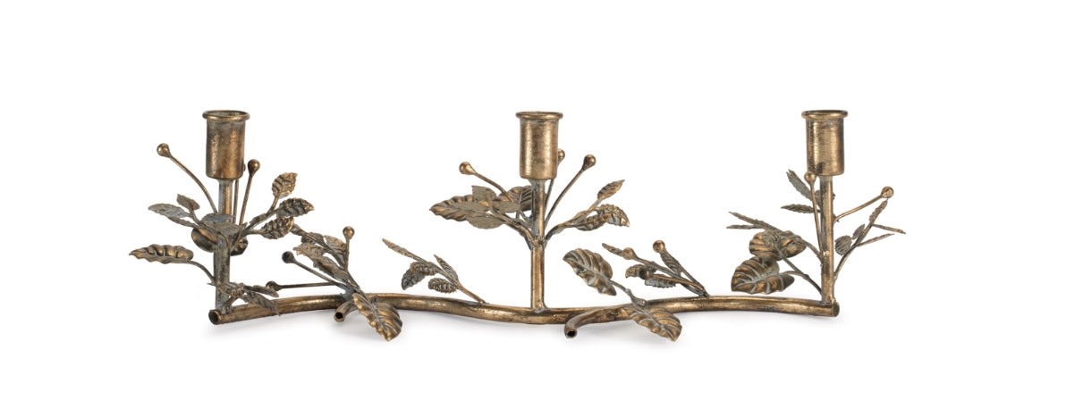 Ornate Triple Candle Holder - 19"Lx5"H