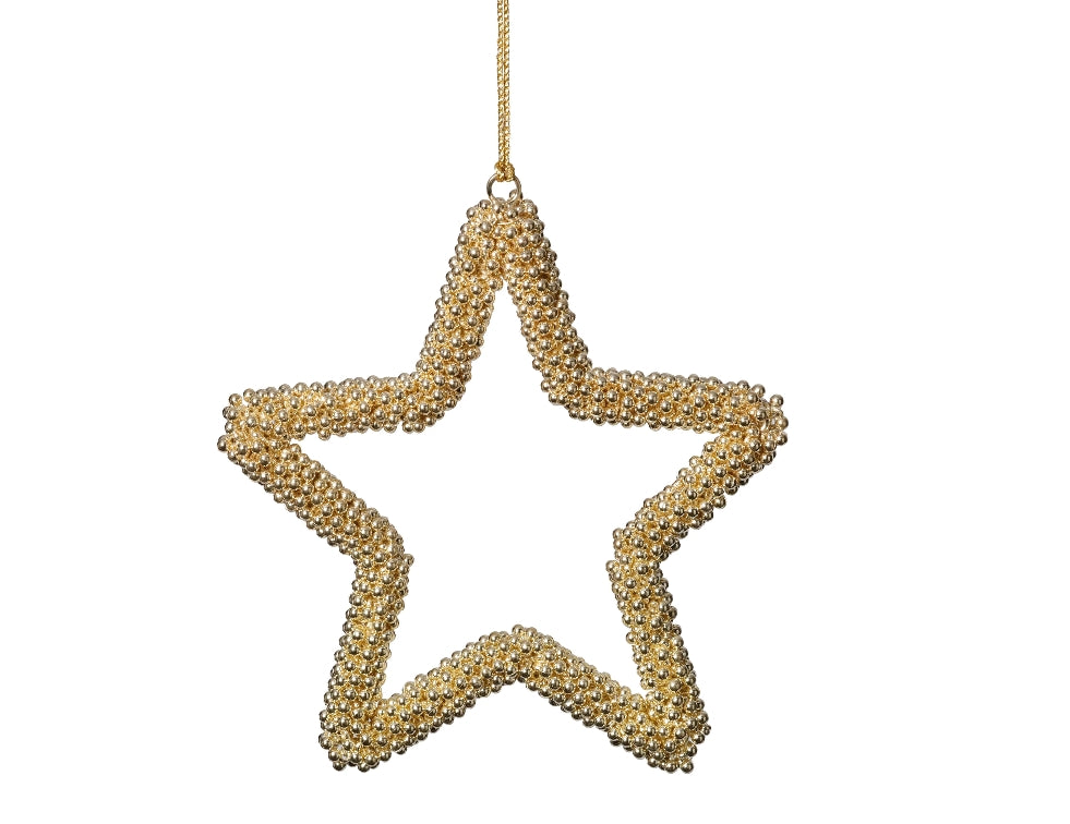 Golden Pearl Star Ornament - 6"