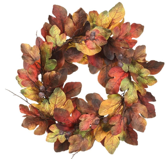 Burgundy and Mustard Fig Leaf Wreath - 28"